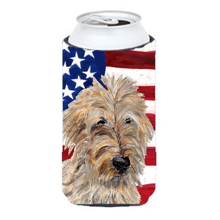 Carolines Treasures Carolines Treasures SC9643TBC Golden Doodle 2 With American Flag Usa Tall Boy bottle sleeve Hugger 22 To 24 Oz. SC9643TBC